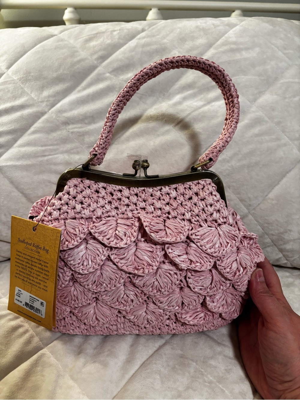 Patricia Nash Laureana Blush Pink Scallop Kisslock Bag